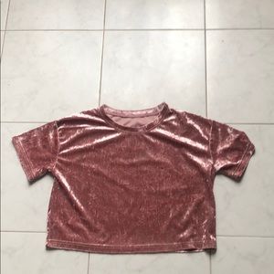 Velvet short sleeve cropped shirt